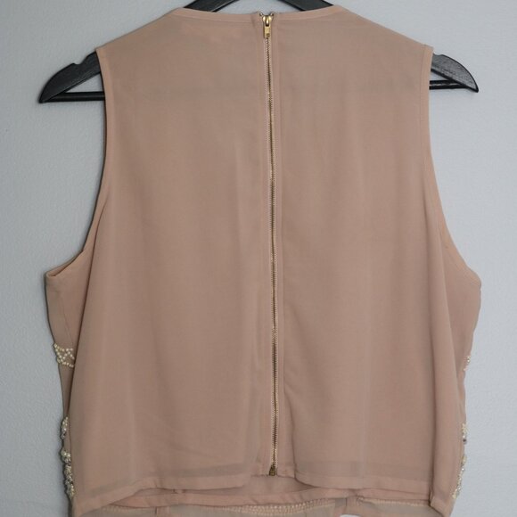 Elegant Vintage-Inspired Beaded Cropped Tank Top – Blush (Size L) - Picture 4 of 4